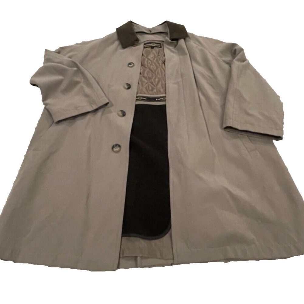 JOSEPH & FEISS Mens Vtg‎ Trench Coat; Removable Lining; Leather Collar; Beige; L